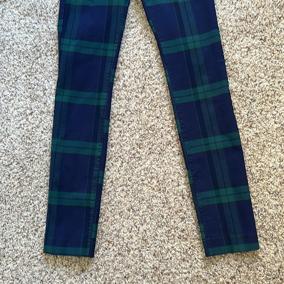 H&M Navy & Green Plaid Stretch Chino Pants Size 4 - Picture 4 of 8